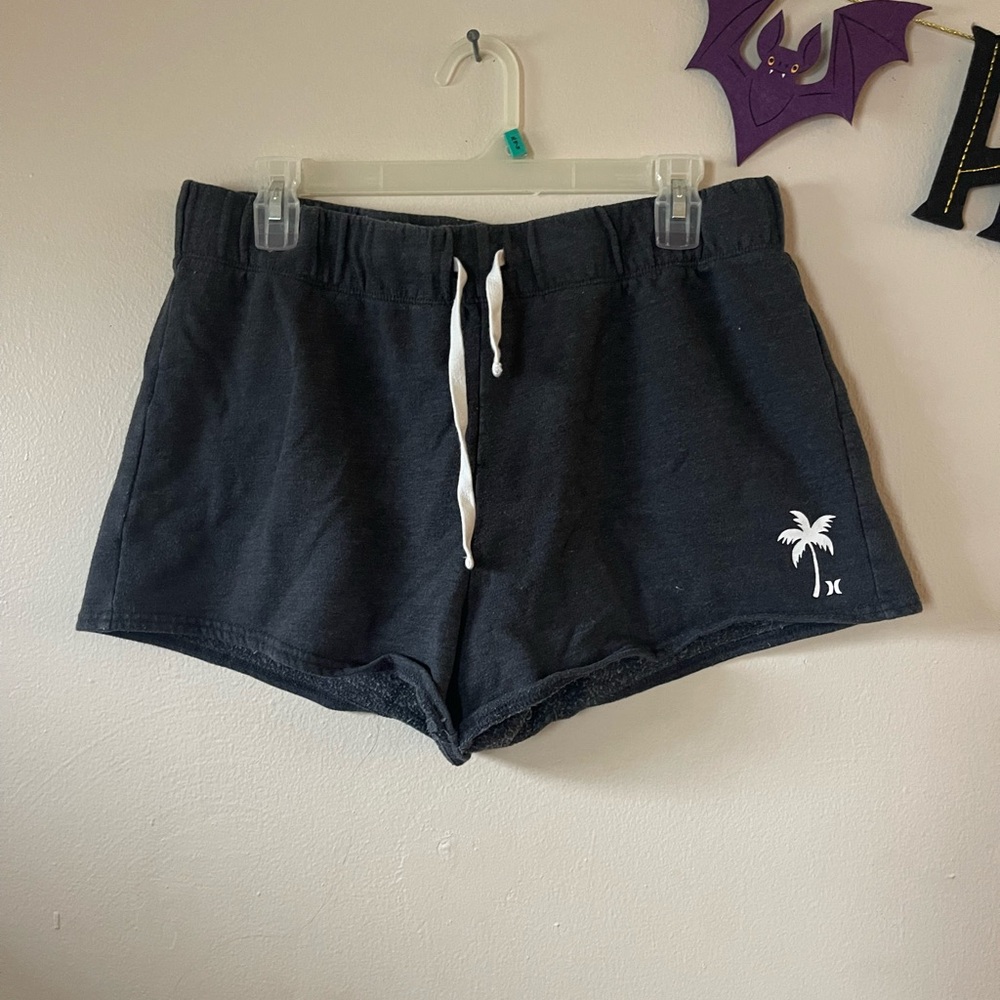Hurley Black Women's Athletic Shorts with Palm Design